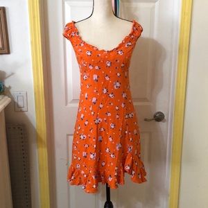 Free people orange floral mini dress